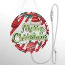 Merry Christmas Welcome Sign for Front Door with Light Strip Front Door Xmas Decoration 12.5UV-Printed PVC Foam Board Porch Sign for Christmas Decor Indoor Outdoor Home Wall(Santa Hat)