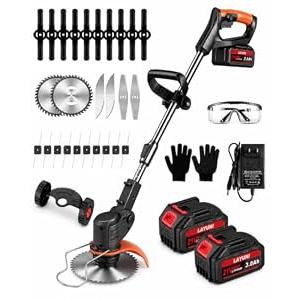 Cordless Weed Wacker with Wheels, 880W Battery Powered Weed Eater