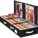 Criusia Gift Wrapping Paper Organizer Storage, Durable Underbed Storage Container Fits 24 Rolls, with Removable Dividers and Pockets for Ribbon, Ornaments, Holiday Accessories, Black