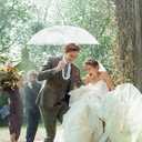1Umbrella Wedding Style Stick Umbrellas Large Windproof Bubble Umbrellas Rain Umbrellas with J Hook Handle for Bride Groom Gift