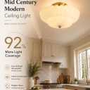 Semi Flush Mount Ceiling Light Fixture 14" Vintage Gold Ceiling Lights Mid Century Modern Milk White Glass Close to Ceiling Lighting Fixtures for Bedroom Hallway Kitchen Laundry Room Bathroom