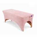 Pink Velvet Massage Table Sheet Cover Stretchy Lash Bed & Massage Table Cover with Leg Cut-Out & Pocket Fits 7277 Tables Spandex, Machine Washable