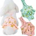 2 Pieces Dog Diaper with Suspender Washable Sanitary Pantie Reusable Puppy Sanitary Pants Cute Pet Underwear Diapers Jumpsuits for Small Female Dogs Girl in Heat Period (Small)