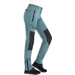 Postropaky Womens Outdoor Snow Ski Pants Waterproof Hiking Insulated Softshell Pants Snowboard Zipper Bottom Leg (12 Short, Sky Blue)