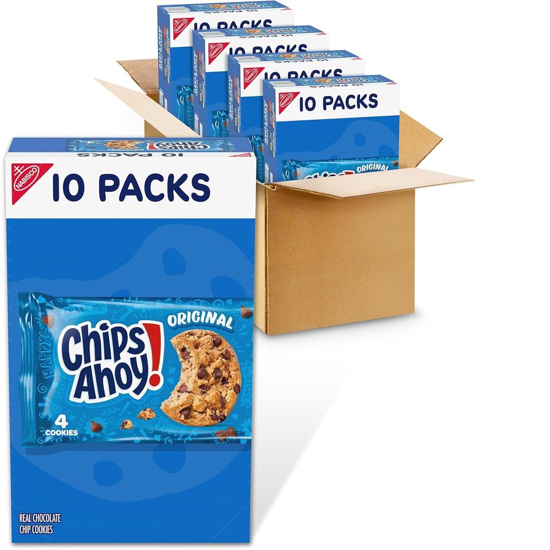 CHIPS AHOY! Original Chocolate Chip Cookies, 40 Snack Packs (4 Cookies Per Pack, 4 Boxes) (EXP 08/10/26)