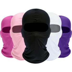 ROXUN Balaclava Ski Mask, 5 Pack Neck Gaiter Motorcycle Scarf Cold Winter Warm Windproof Men/Women (Black+white+pink+light Pink+purple)