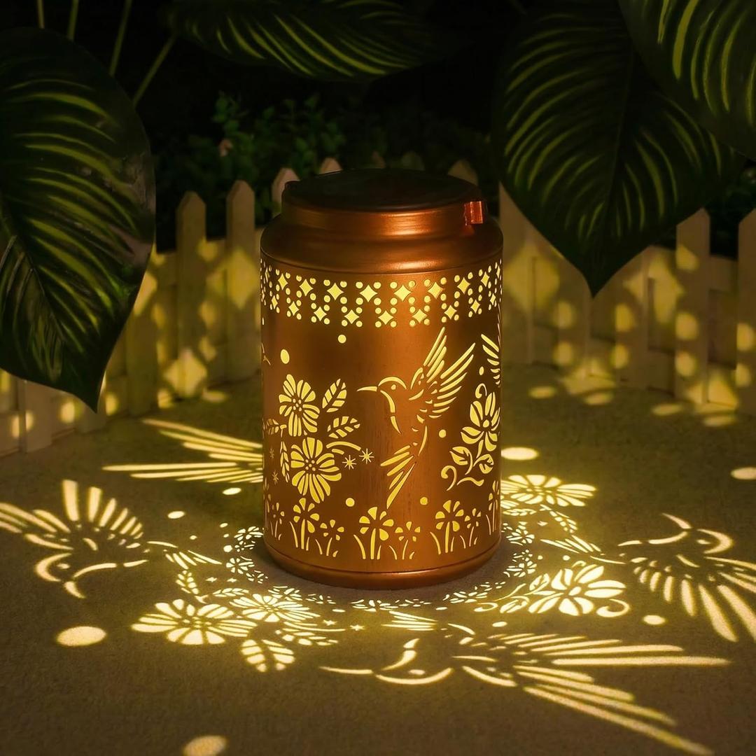 Mothers Day Gifts for Mom, Hummingbird Solar Lanterns Outdoor Waterproof - Birthday Gifts for Women, Hanging Solar Lantern for Yard, Patio, Porch, Garden Decor