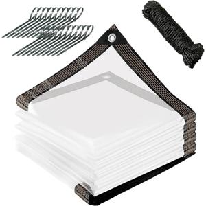 WOVTE 10x12 FT Clear Tarp Heavy Duty Waterproof, Clear Tarps with Grommets, Clear Plastic Tarp with Reinforced Edge for Patio, Garden, Greenhouse, Chicken Coop-Transparent Tarpulin WOVTE 10x12 FT Clear Tarp Heavy Duty Waterproof, Clear Tarps with Grommets, Clear Plastic Tarp with Reinforced Edge for Patio, Garden, Greenhouse, Chicken Coop-Transparent Tarpulin