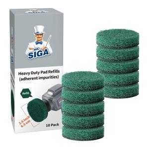 MR.SIGA Heavy Duty Pad Refills for Electric Spin Scrubber, Diameter 2.6in/6.5cm, 10 Pack