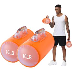 Water Dumbbells, Water Filled Training Dumbbells, Travel Weights Set, Adjustable Weights to 4-30 Lbs/Pair, Portable Gym for Strength Training, Fitness and Shaping (Orange: 20 LBS/9 KG pair)