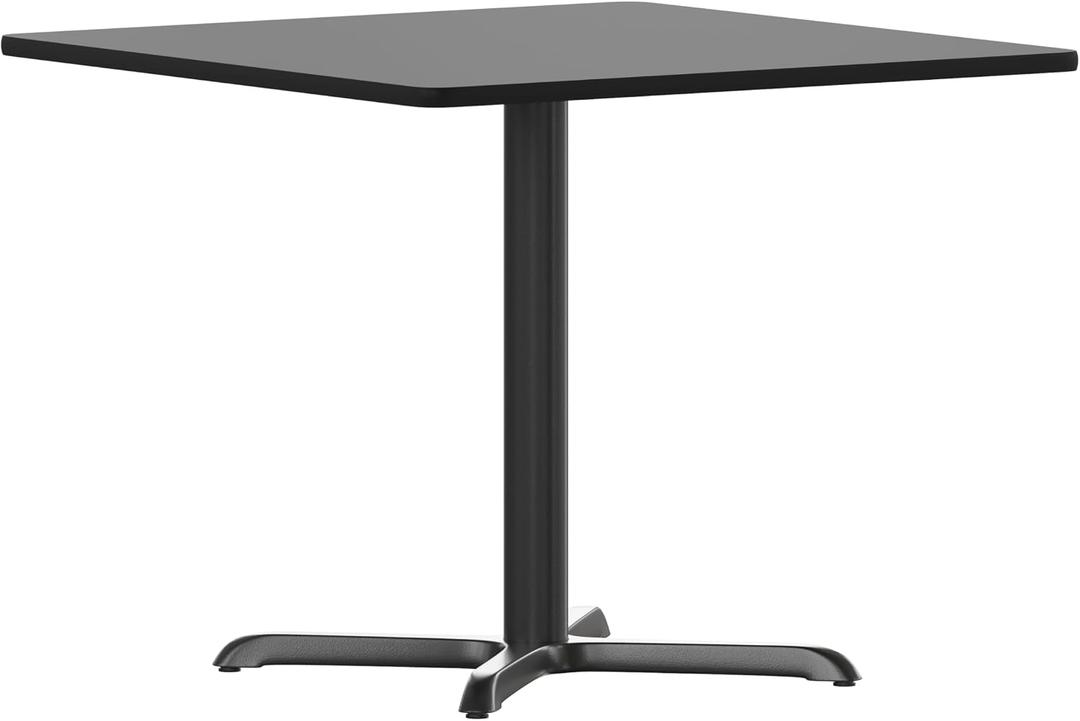 Flash Furniture 36'' Square Black Laminate Table Top with 30'' x 30'' Table Height Base