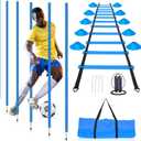 HOTOOLME Agility Training Poles Equipment Soccer Training Equipment includes 6 Agility Poles,Agility Ladder, 10 Soccer Cones,Jump Rope for Speed Training, Soccer Training, Basketball Athletes & Kids (Blue)