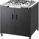 Gas Grill, Movable Outdoor Gas Stove Stainless Steel Top with Cabinet, 5 Burners with 36,200 BTUs, Outdoor Propane Grill for Outdoor Cooking, Ideal for Lawn & Garden, L35.4 x W24