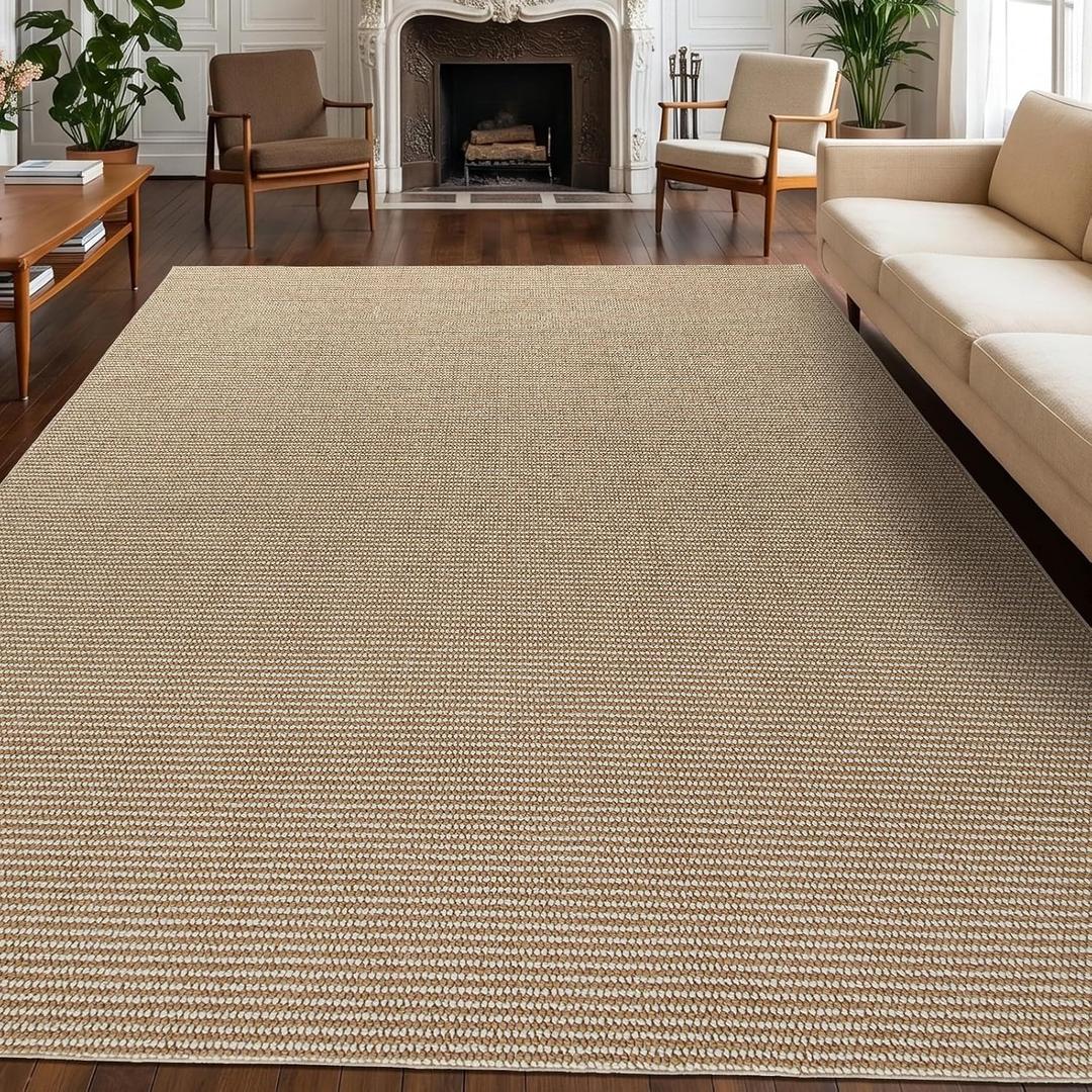 6×9 Faux Wool Area Rugs Woven Soft Non-Slip Washable Braided Area Rug Bedroom Dining Room Living Room Carpet Kitchen Door Mat Floor Carpets Beige