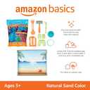 Amazon Basics 3lbs Moldable Sensory Play Sand with Castle Molds and Tool Set, for Kids Ages 3 and Up, Medium, Natural Sand, 11 Count (Pack of 1)