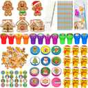 194 Pcs Christmas School Stationery Set Xmas Classrooms Exchange Stationery Party Favors Class Reward Prizes Notebooks Pencils Sharpener Erasers Stickers Stamps for Party Supplies (Gingerbread)