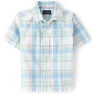 The Children's Place boys Short Sleeve Button Up Shirt, XL/TG