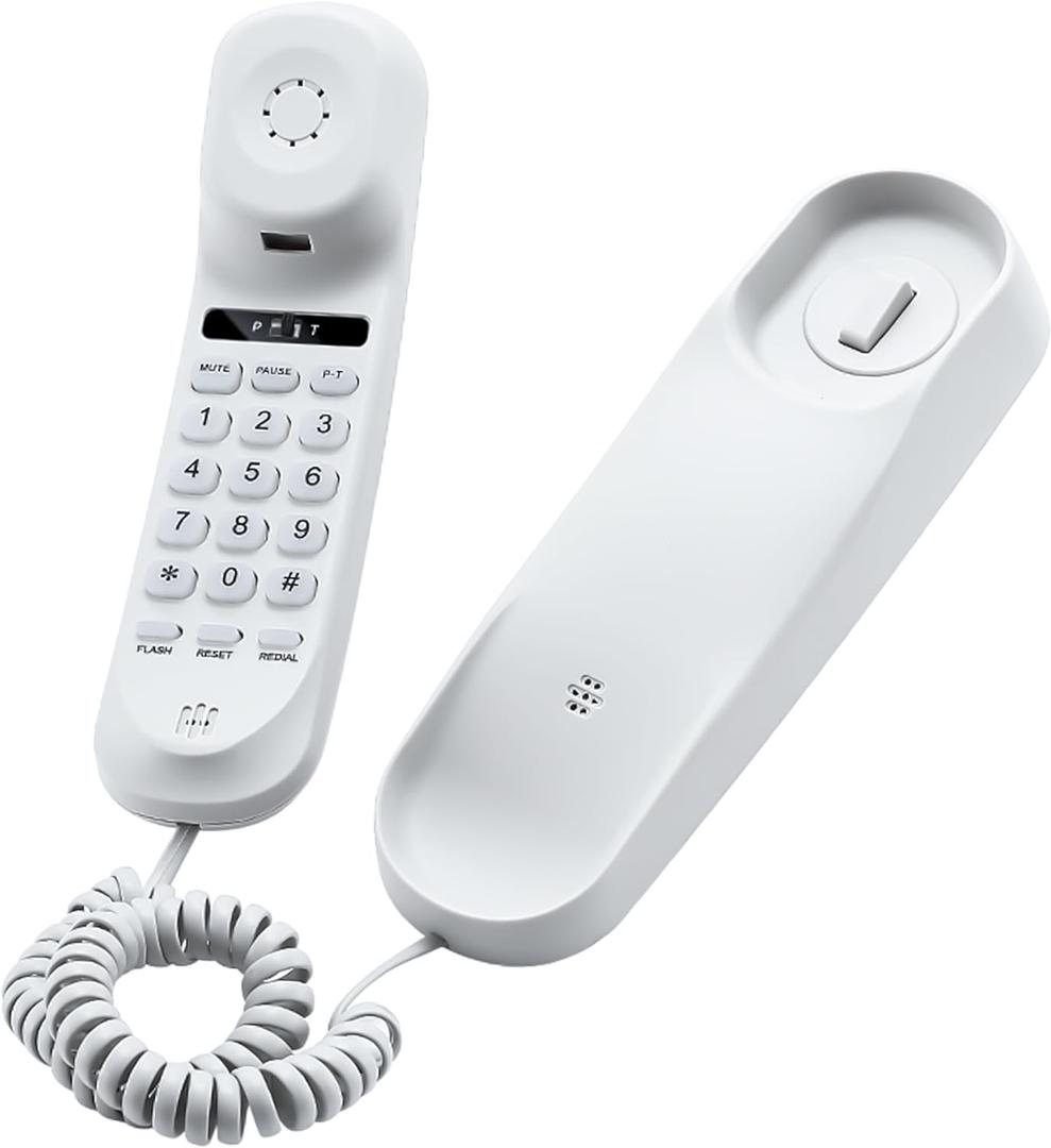 Corded Phone for Home, Durable landline Phone with Large Buttons for Seniors, Versatile Mini Phone for The Home, Office, and More (White)