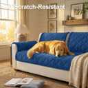 Smiry Fuzzy Couch Cover for Dogs, Non Slip Washable Pet Sofa Cover, Scratch Proof Hair Resistant Plush Sofa Slipcover, Pet Friendly Couch Cushion Protector for Cat, Navy, 27.6" x 47"