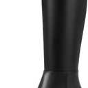 Knee High Boots Women Chunky Heel Round Toe Side Zipper Tall Boots for Women Comfortable Long Boots (Black)