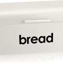 E-far Vintage Bread Box for Kitchen Countertop, Cream Metal Bread Storage Container Retro Bread Bin for Pastries/Loaves/Dry Food, Large Capacity & Modern Design (16.7 x 9 x 6.4) 