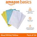Amazon Basics Microfiber Cleaning Cloths, Ultra Absorbent, Lint Free, Streak Free, Non-Abrasive, Reusable and Washable, 16" x 12", Blue/White/Yellow, Pack of 24
