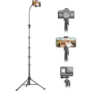 UBeesize 88 Flexible Phone Tripod with 14.95 Gooseneck, Remote and Phone Holder, Overhead Cell Phone StandSelfie Stick for Video Recording, Compatible with iPhone Android Phone, Camera Black
