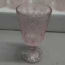 Eaasty Glasses Set of 12 Vintage Goblet 9 oz Vintage Colored Glass Goblet Beverage Stemmed Glass Cups Romantic Embossed Glassware for Wedding Party Holidays Anniversary (Pink)