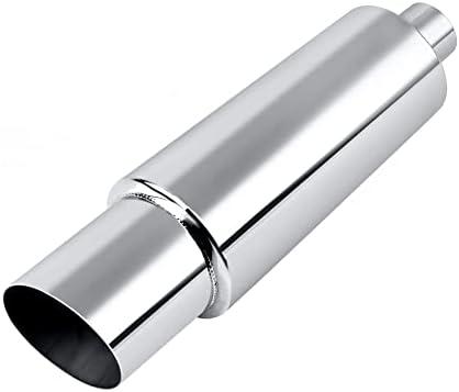 EVIL ENERGY Exhaust Muffler,Stainless Steel Exhaust Tip,Universal 14.6" Length (Non Burnt,2" Inlet 3" Outlet)