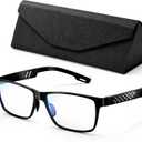 IBOANN Blue Light Glasses for Men - Lightweight Al-Mg Metal, Gaming Computer Blocking Glasses, Eye Protection Anti Eyestrain (Black)