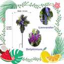 Solar Lavender Cross Memorial Stake Lighted Religious Yard Decoration Cemetery Stake with Purple Lavender Wildflowers Religious Purple Floral Cross Arrangement for Memorial Tribute