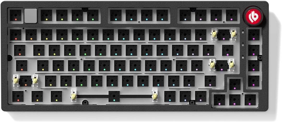 LEOBOG Hi75C Upgraded Wired Mechanical Keyboard Kit  Aluminum Alloy Gasket Mount 75% Barebones DIY Base with Hot Swap, RGB Backlighting & Volume Knob  Enhanced Custom Gaming Keyboard Build