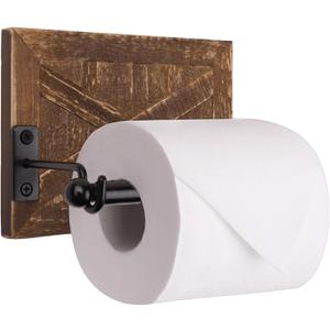 Autumn Alley Rustic Farmhouse Toilet Paper Holder - Farmhouse Bathroom Country Decor - Rustic Bathroom Accessories with Warm Brown Wood & Black Metal - Adds Western Decor Charm