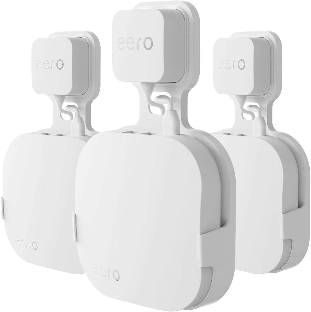 Wall Mount Holder for eero Pro Home WiFi System-Simple and Sturdy Wall Mount Holder Stand Bracket (NOT for eero 6 or eero pro 6), Without Messy Wires (White(3 Pack)