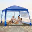 Zeraty Beach Cabana 8'8', Portable Beach Canopy Easy Pop Up, Beach Tent Sun Shelter with Side Wall, Beach Umbrella Tent with SilverCoated Fabric for Family, Wind Resistant