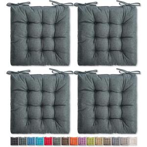 SQUARE MOON 4 Pack Chair Cushions, Seat Cushions, Chair Pads, Chair Mat for Indoor, Outdoor Dining Chair, Kitchen Chairs, Dining Room Chairs (16" × 16" × 4 Pack, Dark Grey)