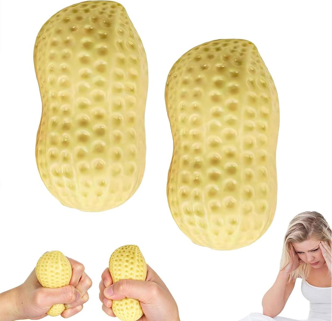 Peanut Squishies Toys - Soft Slow Rising Stress Balls and Fidget Toys for Adults, Ideal for Anxiety Relief and Hand Relaxation, Perfect Desk Decor and Gift (2PCS)