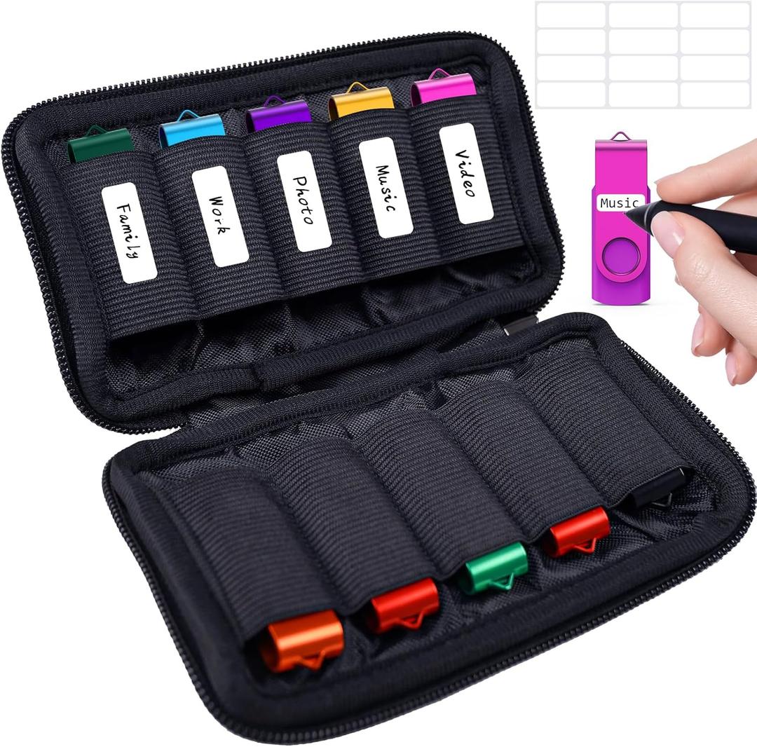 Flash Drive Case, USB Drive Holder, Storage Bag for Thumb Drive, Light Weight and Easy to Put into Handbag, Protect and Store Small Items, 10 Slots Electronic Accessories Organizer