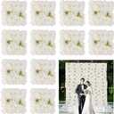 3D Flower Wall Backdrop - 12Pcs 15×15 Inch Artificial Rose Panels White Silk Floral Decor for Home Party Wedding Anniversary Birthday Photographic Studio Background & Decorative Fences