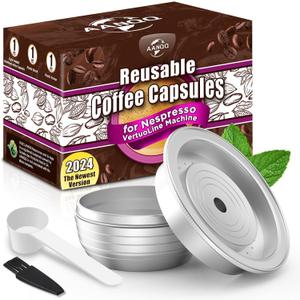AANQQ Reusable Nespresso Vertuo Pods: Food-Grade Metal Refillable Coffee Capsules - Brewing Espresso 7.8OZ for Nespresso Vertuo & Vertuo Plus, Not for Vertuo Next/Pop, SGS tested, Cost Saving