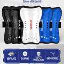 Soccer Shin Guards and Socks for Kids Youth Lightweight Protective Defender Gear for 4-18 Years Old Toddler Children Boys Girls Soccer Equipment (Medium, White2)