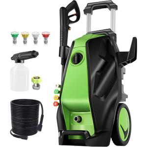 Electric Pressure Washer, 5000 PSI 4.0 GPM Heavy Duty Power Washer Electric Powered with Foam Cannon, 4 Nozzle Tips,33FT Hose and Soap Bottle for Home/Cars/Driveways/Patios/Decks/Fences(Green)