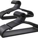 ABHENG Plastic Kids Hangers, Pack of 60, Ultra Slim Closet Hangers, Non-Slip, Space-Saving, Sturdy, 14" W x 7" H (for Children Aged 7-12 Years), Black, UAPY0760B