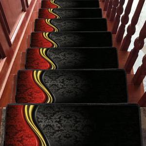 Stair Treads Carpet Set of 15 Red Black Luxury Non-Slip Self-Adhesive Stair Mats Runner Safety Rug Indoor Outdoor Step Cover for Kids Dogs 30"x8"