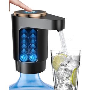 Water Jug Pump for 5 Gallon Bottle  Portable Electric USB-C Charging Dispenser, Dual Powerful Motors, Fast Flow, Fits 2-5 Gallon Jugs  Ideal for Home, Office, Camping, RV, Black