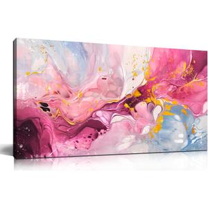 Abstract Canvas Wall Art for Living Room - Pink Wall Decor for Bedroom - Modern Wall Decor for Office Women Size 20" x 40"