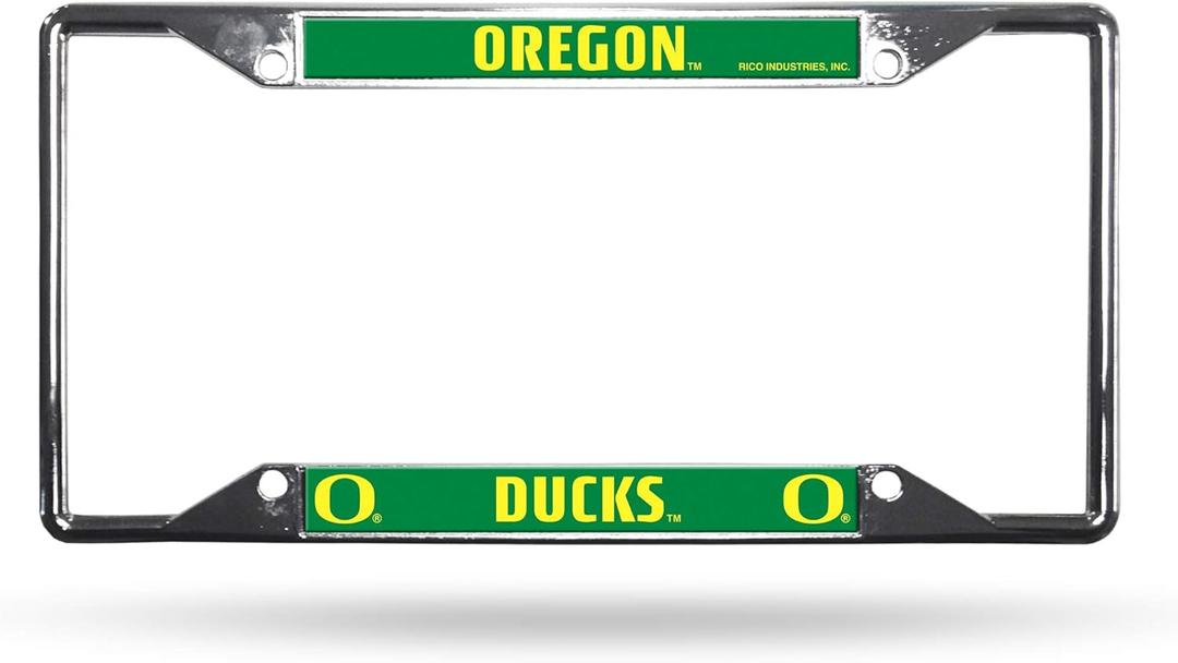 Rico Industries NCAA Oregon Ducks Easy View Chrome License Plate Frame, Silver, 6 x 12.25-inches