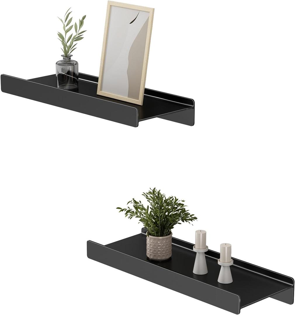 Danpoo Black Floating Shelves for Wall Metal Shelf Wall Mounted Shelves for Bathroom Wall Shelves,12 inch