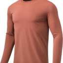 Men's Long Sleeve Shirts Moisture Wicking UPF 50+ Sun Protection Athletic T-Shirts for Fishing Workout Swim Gym (Brick Red)