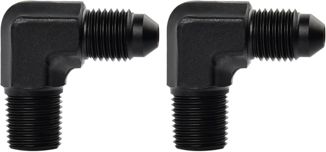 EVIL ENERGY 3AN to 1/8" NPT Male 90 Degree Fitting Aluminum Balck 2PCS